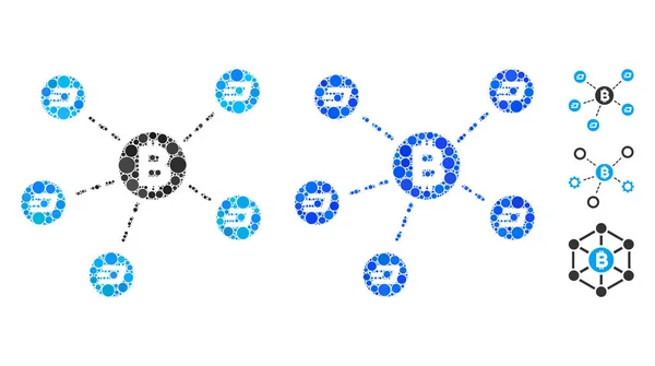 Bitcoin Dash Network icône mosaïque d'articles sphériques — Image vectorielle
