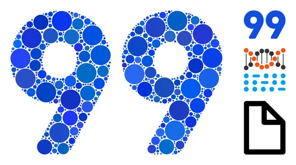 99 Digits Text Composition Icon of Circle Dots — ストックベクタ