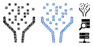 Yuvarlak Noktaların Veri İşleme Huni Mozaik Simgesi