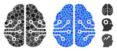 Elektronik Beyin Yuvarlak Noktaların Mozaik Simgesi
