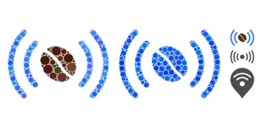 Kahve Wifi Benekli Çember Noktaları Mozaik Simgesi