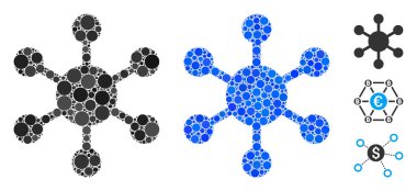 Ağ Düğümü Yuvarlak Noktaların Mozaik Simgesi