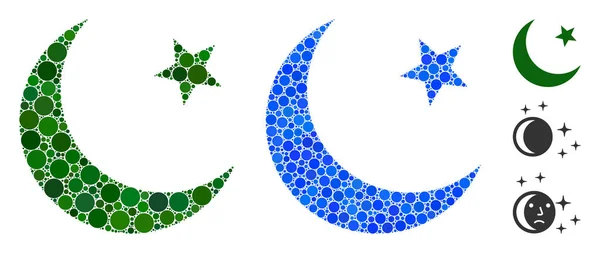 Muslimská Moon Mosaic ikona kruhů — Stockový vektor