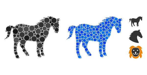 Mosaico de Caballo Icono de Artículos Esféricos — Vector de stock