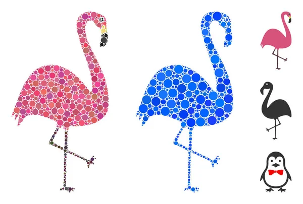 Flamingo Bird Mosaic Icon of Round Dots — Stock Vector