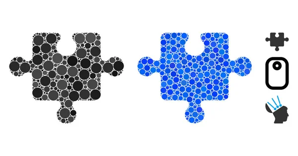 Puzzle pièce mosaïque icône de points ronds — Image vectorielle
