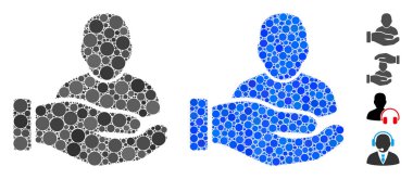 Küresel Ögelerin Kullanıcı Desteği El Bileşimi Simgesi