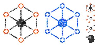 Küresel Ögelerin Tıbbi Ağ Mozaik Simgesi