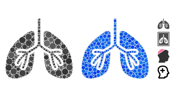 Pulmones mosaico icono de puntos redondos — Archivo Imágenes Vectoriales