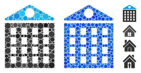Mehrstöckiges Haus Mosaik Symbol der Kreis-Punkte — Stockvektor