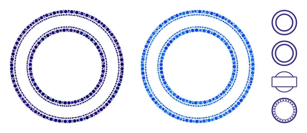 Dubbel cirkel ram Mosaik ikonen av cirkelprickar — Stock vektor