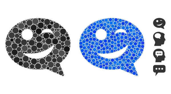 Witz-Smiley-Nachricht Mosaik-Symbol der Kreis-Punkte — Stockvektor