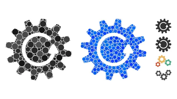 Cogwheel Rotation Composition Icon of Circle Dots — 스톡 벡터
