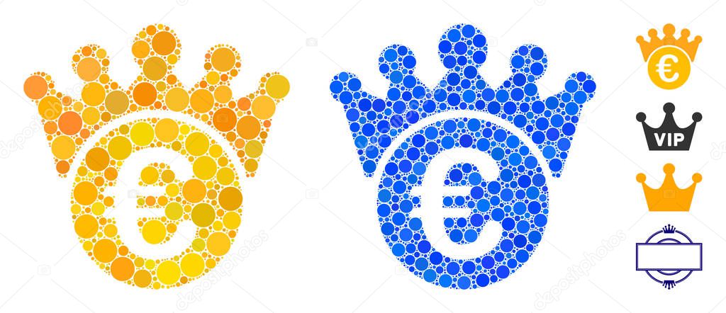 Euro Crown Composition Icon of Spheric Items