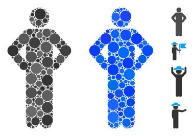 Küresel Ögelerin Akimbo Poz Mozaik Simgesi