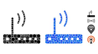 Wi-Fi Modem Kompozisyon Yuvarlak Noktalar Simgesi