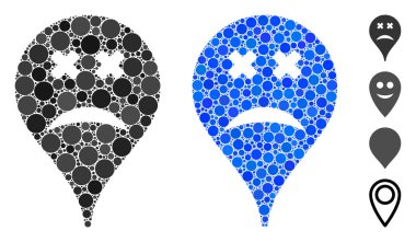 Kör Gülen Harita İşaretleyici Çemberlerin Mozaik Simgesi