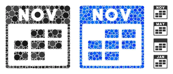 November Calendar Grid Mosaic Icon of Spheric Items — ストックベクタ