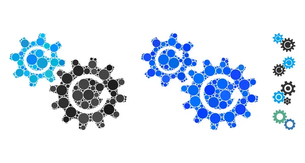 Cogs Rotation Mosaic Icon of Circle Dots — 스톡 벡터