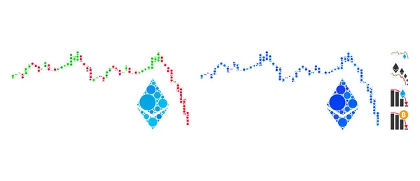 Ethereum Falling Chart Icon of Circle Dots — стоковый вектор