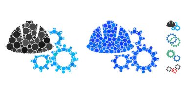 Mühendislik Miğferi ve Çember Noktalar Mozaik Simgesi