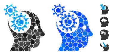 Küresel Ögelerin Beyin Dişlileri Döndürme Mozaik Simgesi