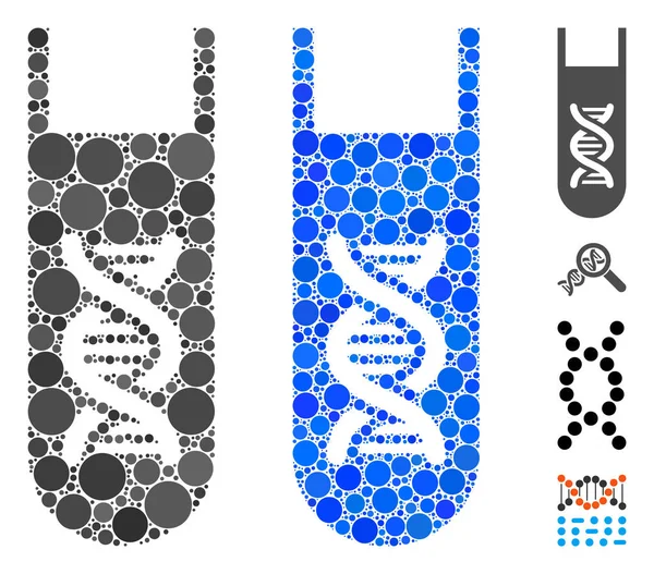 Genetic Analysis Test-Tube Composition Icon of Circles — 스톡 벡터