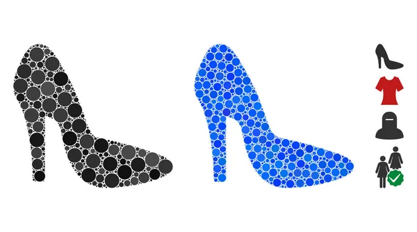 Lady Shoe Composição Ícone de pontos Círculo — Vetor de Stock
