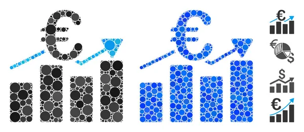 Euro Business Bar Chart Composition Icon of Circle Dots — Stock Vector