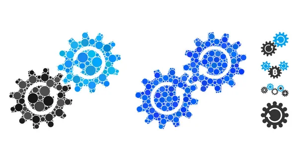 Gear Mechanism Rotation A kerek pontok mozaik ikonja — Stock Vector