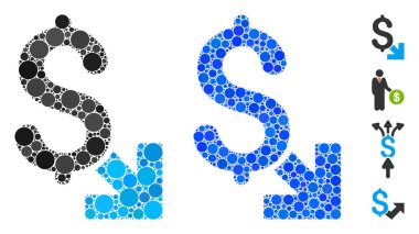 Dollar Decrease Composition Icon of Circle Dots