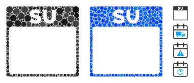 Sunday Calendar Page Mosaic Icon of Circle Dots