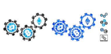 Cryptocurrency Conversion Gears Composition Icon of Circles
