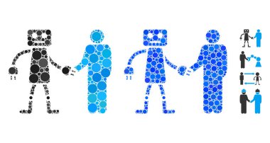 Robot Human Handshake Mosaic Icon of Circle Dots