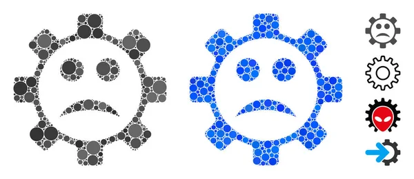 Service Gear Sad Smiley Mosaic Icon of Spheric Items — Stockový vektor