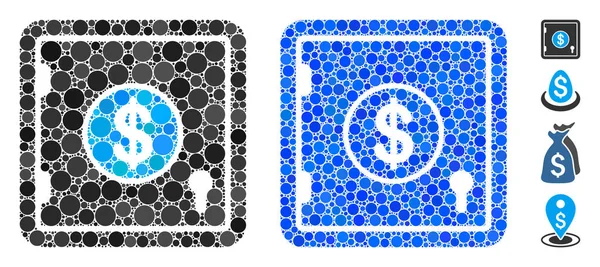 Dólar bancário seguro mosaico ícone dos círculos — Vetor de Stock