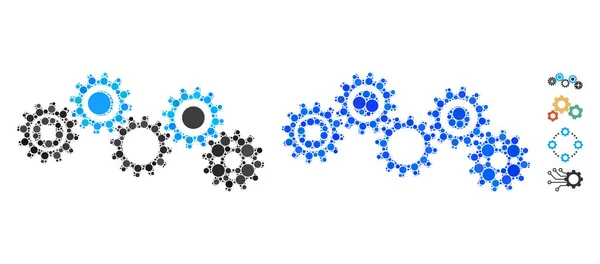 Gear Mechanism Composition Icon of Round Dots — 스톡 벡터