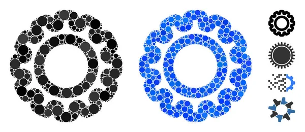 Icono de composición de engranajes de puntos redondos — Archivo Imágenes Vectoriales