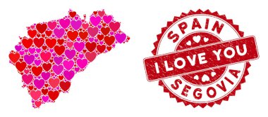 Sevgililer Günü Kolajı Segovia Bölgesi Damgalı Haritası