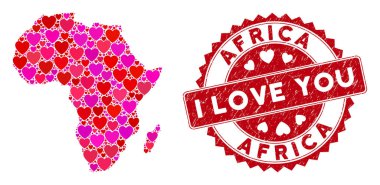 Sevimli Kalp Mozaik Afrika Tehlike Mührü Haritası