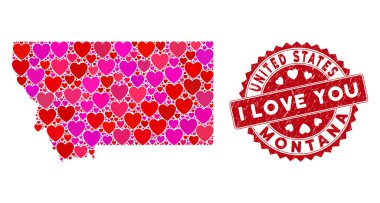 Sevimli Kalp Mozaiği Montana Eyalet Haritası