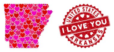 Valentine Heart Kolajı Arkansas Eyalet Haritası