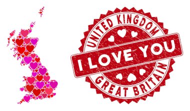 Aşk Kalbi Mozaiği Büyük Britanya Tehlike Mührü Haritası