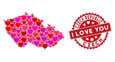 Sevgililer Günü Mozaik Çek Haritası Tehlike Filigranı
