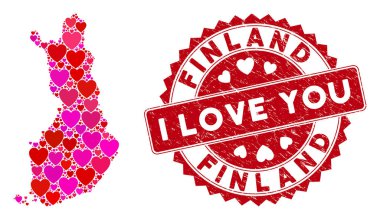 Finlandiya 'da Sevgi Kolajı Damgalı Mühür Haritası