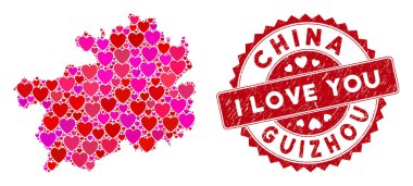 Valentine Heart Mozaik Guizhou Bölgesi Haritası