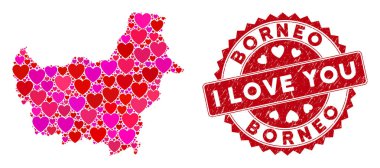 Homurdanan Mühürlü Güzel Kalp Kolajı Borneo Haritası