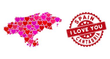 Lovely Heart Mozaik Cantabria Eyaleti Damgalı Haritası