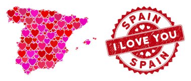 Valentine Kalp Kolajı İspanya Grunge Mührü Haritası