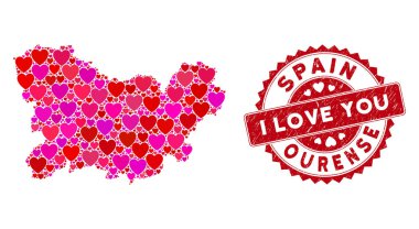 Valentine Heart Mozaik Bölgesi Damgalı Mühür Haritası